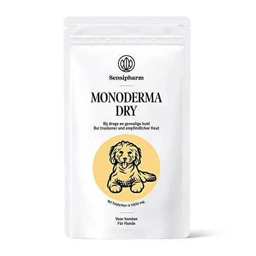 Sensipharm Monoderma Dry - Hilft Natürlich bei Trockenes Ekzem, Juckreiz, Haut, Fell, Probleme - 90 Tabletten a 1000 mg. für Hunde