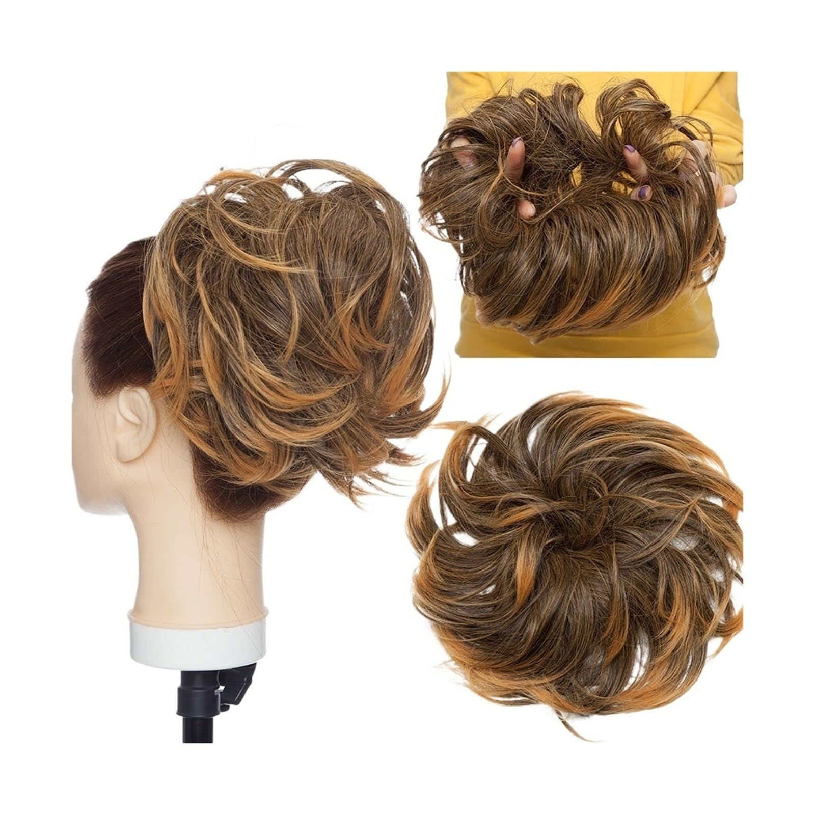 Haarteile Haarknoten Synthetischer, zerzauster Haarknoten, Chignon-Haar, elastisches Band, Messy Bun-Haarteil, kurze Pferdeschwanz-Haarverlängerung for Frauen Brötchen Haare(1846)