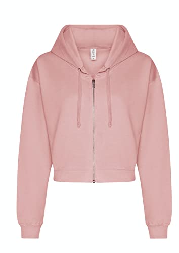 noTrash2003 Damen Hooded Full-Zip Sweatjacke Sweatshirt Hoodie mit Reissverschluss Cropped Abgeschnitten Bolero Style XXS-XL in 5 Farben (M, Pink ( Dusky Pink ))