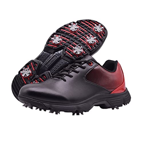 VEACAM wasserdichte Golfschuhe für Männer Golf Turnschuhe 7 Spike Walking Footwears Outdoor Golf Training Schuh,Schwarz,48 EU