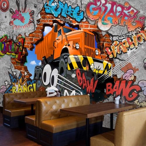 Retro Nostalgie Cartoon Auto Graffiti 3D Tapete Poster Restaurant Schlafzimmer Wohnzimmer Sofa TV Dekorative Wand-400cm×280cm