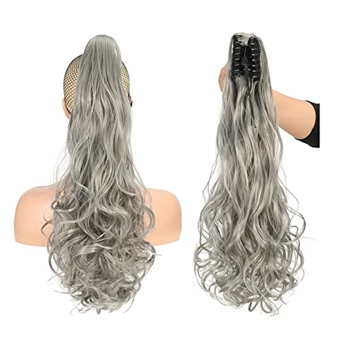 Pferdeschwanz Haarteil 55,9 cm gewelltes Pferdeschwanz-Haar mit Klaue, Clip-in-Haarverlängerung, hitzebeständige Faser, Pferdeschwanz-Haarteil for Frauen und Mädchen, Verlängerung, synthetisches, lang