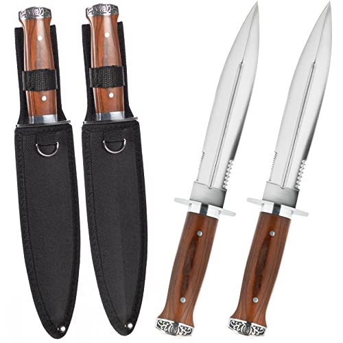 *2er Set* USA Saber - ca. 33cm großes - Jagd - Dolch - Hirschfänger - Saufänger - Saufeder - Abfangmesser - Survival - Outdoor - Messer - Hunting - Knife - extrem Hunter Dagger , silber braun