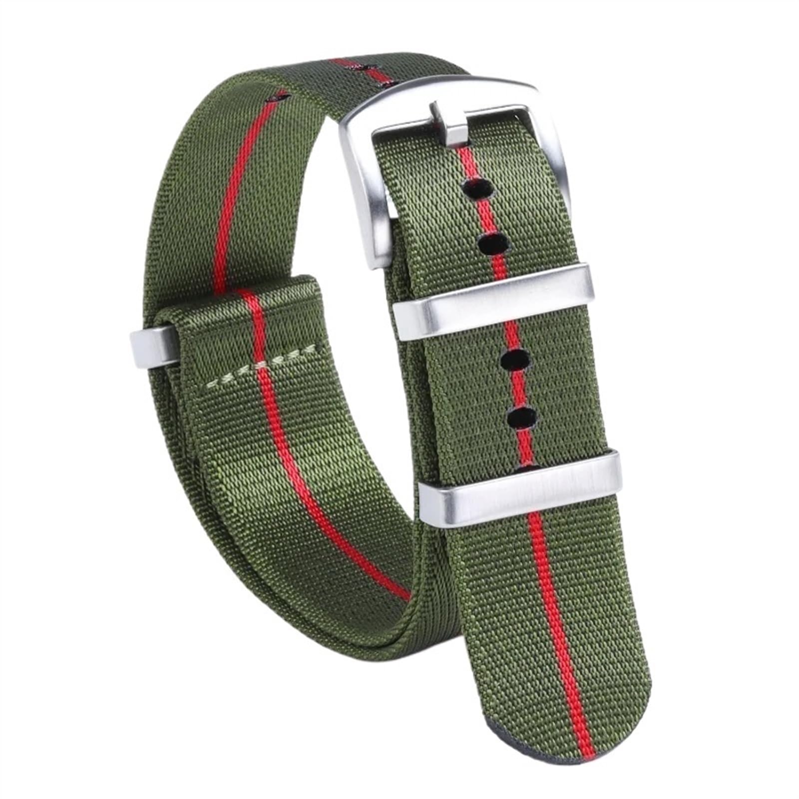 THBGTCNQ 18 mm, 20 mm, 22 mm, Nylon-Uhrenarmband for traditionelle Uhren, sportliches wasserdichtes Armband, Schnellwechsel-Uhrenzubehör(Green Red,18mm)