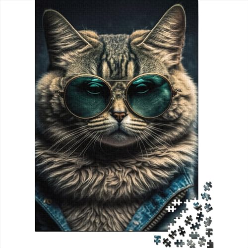 1000 Teile für Erwachsene, schwierige Puzzles, Katze, coole Holzpuzzles für Teenager, Geschenke, dekomprimierendes intellektuelles Lernspielzeug, 75 x 50 cm