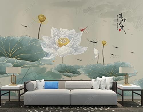 Tinte Und Lotus-Muster 3D Tapeten Wanddekoration Fototapete Sofas Wohnzimmer Wandbild Schlafzimmer-430cm×300cm