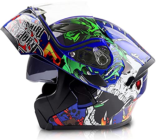 Motorradhelm Klapphelme Damen Und Herren,DOT/ECE-Zertifizierter Helme Erwachsene Motorrad Modularer Integralhelm Mit Doppelvisier Roller-Helm Mofa-Helm Scooter-Helm Sturzhelm