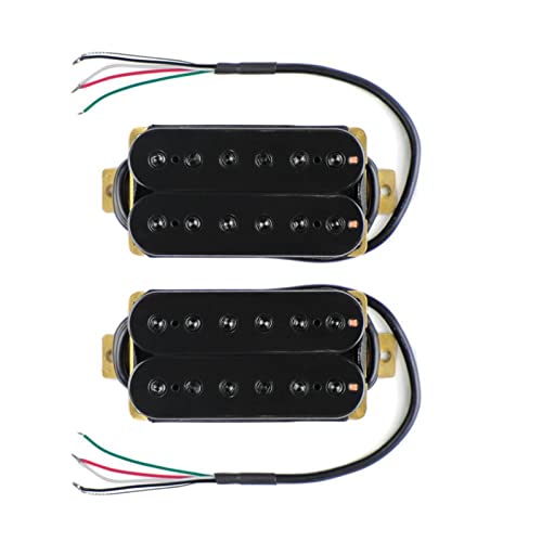 ZENGXUE 2 Stücke Humbucker Doppelspule Pickup E-Gitarren-Bridge & Hals-Pickup Set Passive Keramik 4 Drähte Gitarrenteile Humbucker Tonabnehmer Set (Color : Black)