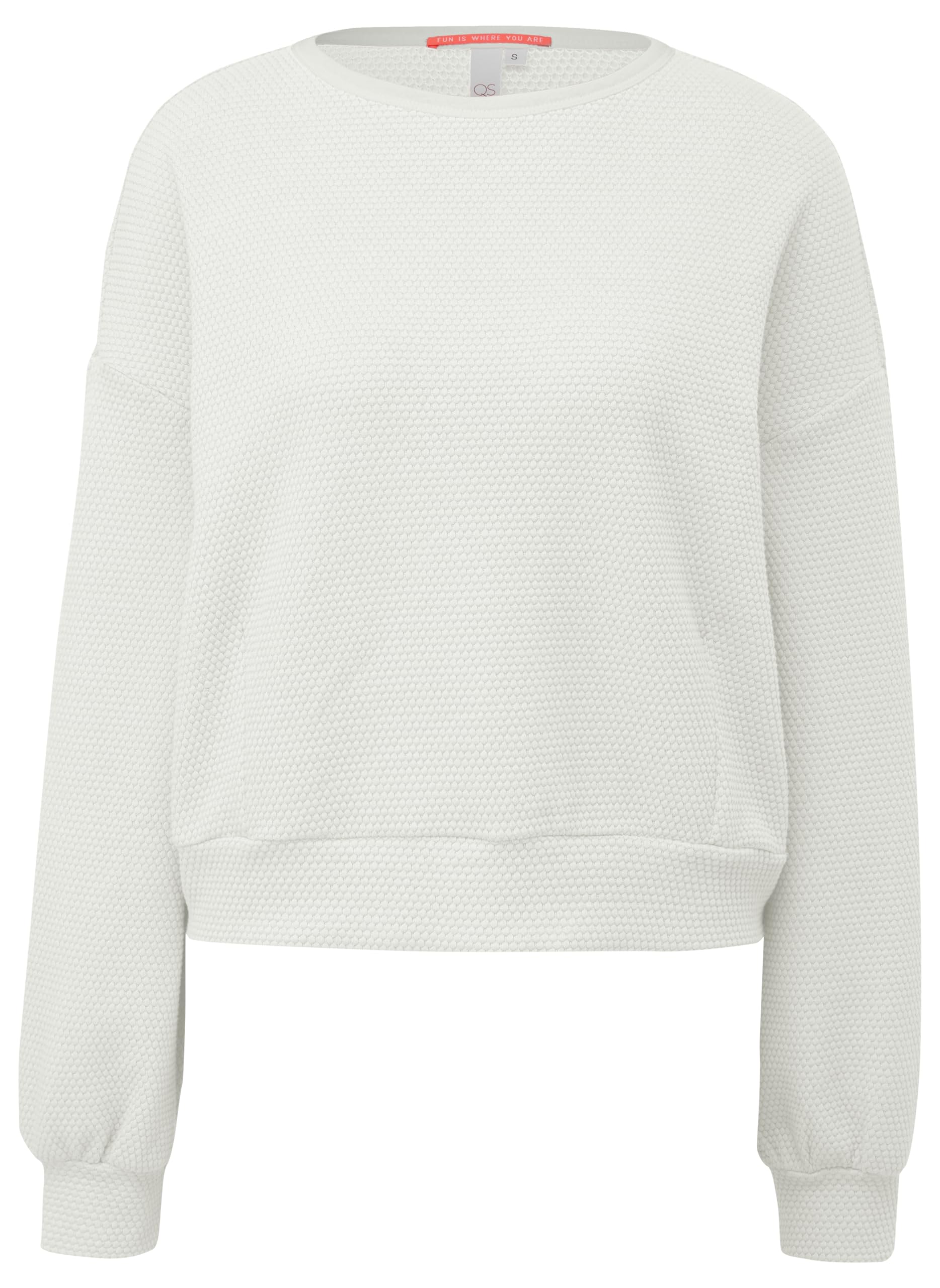 QS Damen 2147730 Sweatshirt mit Struktur, Creme, 38