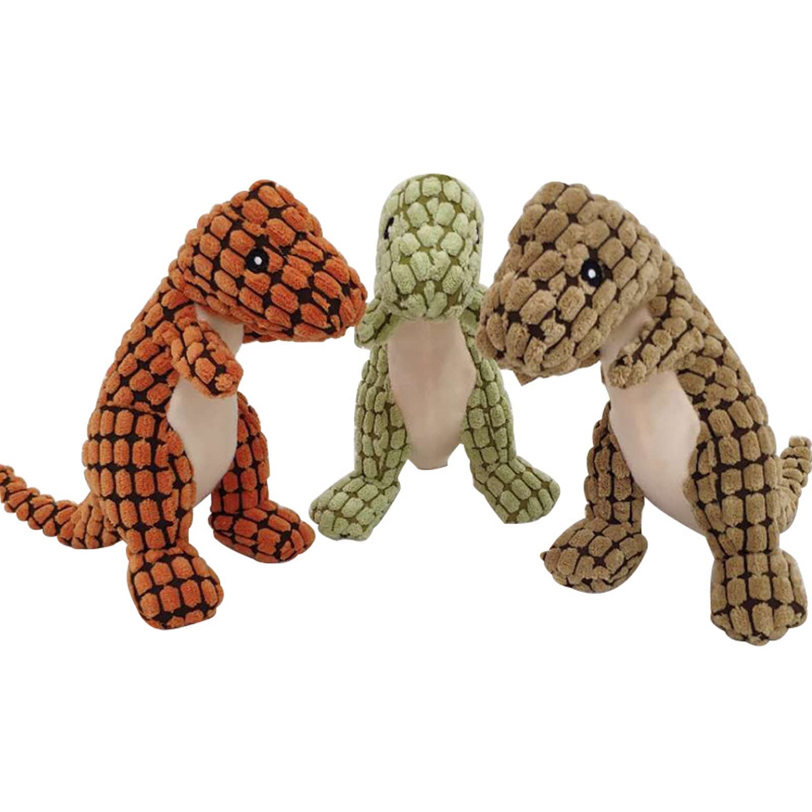 Aurgiarme Hunde Quietschspielzeug Welpen Spielzeug Gefülltes Kauspielzeug für Hunde Zahnen Weiches Haustier Spielzeug 3 Stück Set Plüsch Dinosaurier