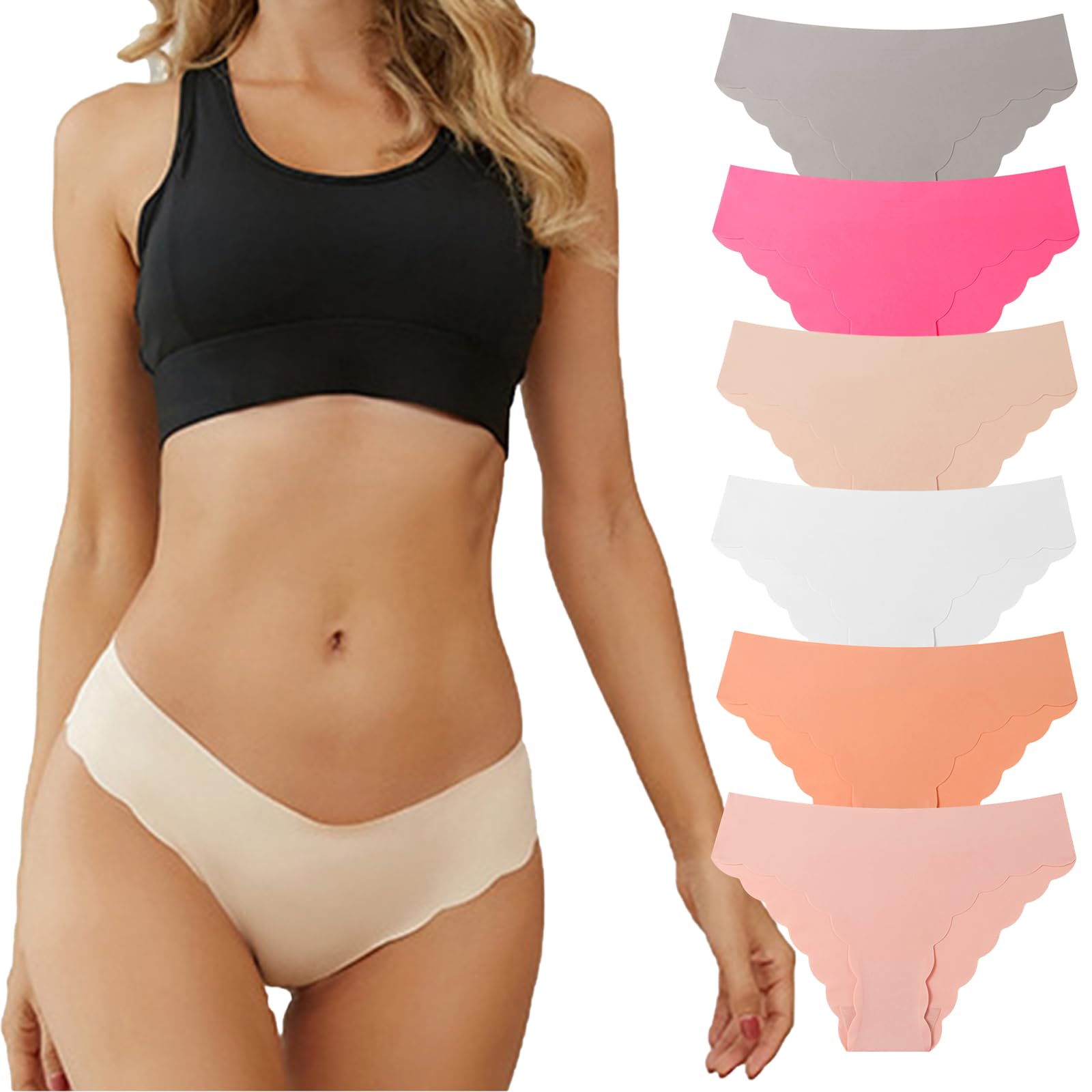 CSHE Unterhosen Damen 6er Pack Seamless Slips Nahtlos Hipster Sexy Panties Damen Unterwäsche Underwear Weich Unterhose Mehrpack S-XL