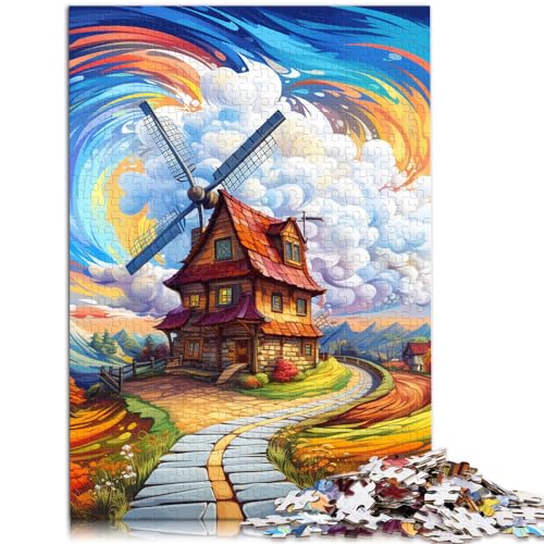 Puzzle-Geschenk, bunte Windmühlen für Erwachsene, 1000-teiliges Puzzle, Holzpuzzle, Spaß für Aktivitäten zu Hause, Geburtstagsgeschenk, Reisegeschenke, 1000 Teile (50 x 75 cm)