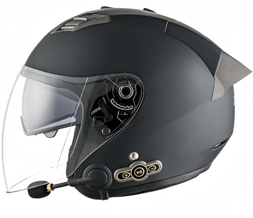 3/4 Motorrad-Jethelm Mit Bluetooth, Retro-Helm, Doppelbrille, Herausnehmbares Innenfutter, Ohrenschützer, ECE-Zertifizierung, Schutzhelm Für Roller, Fahrrad, Herren Und Damen E,L59-60CM