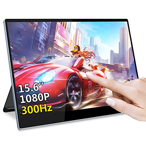 Tragbarer Touchscreen Monitor 300Hz,15.6" FHD USB C Portable Monitor，Magedok Mobile Screen mit Dual Type-C Mini DP, HDMI, Leichtgewicht,Non-Glare HDR,Narrow Bezel für Laptop PC Phone Mac Xbox Switch