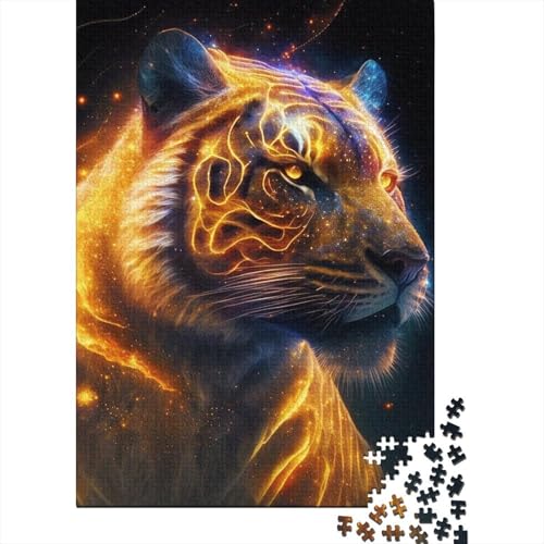 Schwieriges, anspruchsvolles Puzzle mit 1000 Teilen, Art Tigers, Holzpuzzle für Erwachsene und Jugendliche, entspannendes, intellektuelles Lernspielzeug, 75 x 50 cm