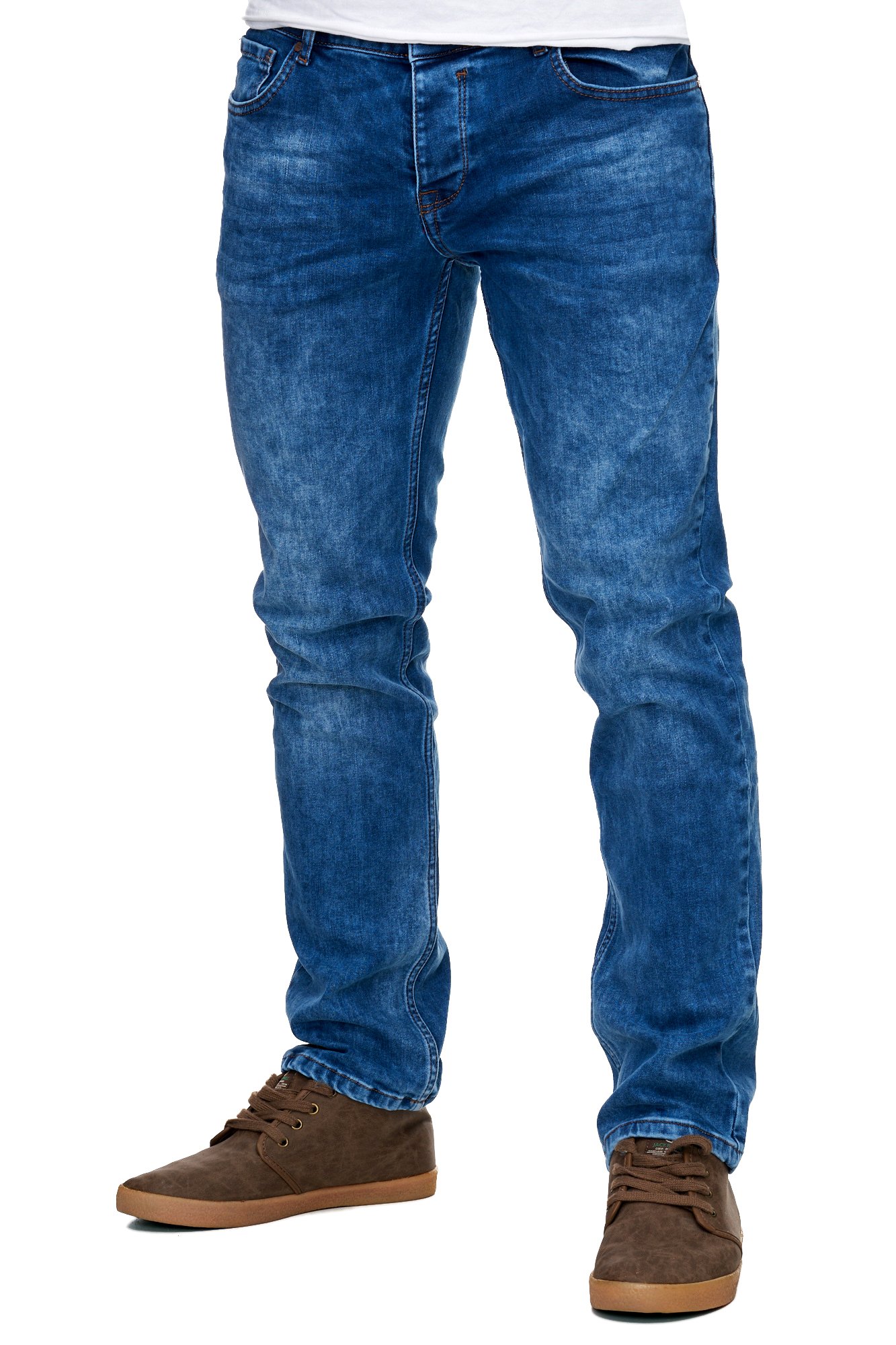 Reslad Jeans-Herren Slim Fit Basic Style Stretch-Denim Jeans-Hose RS-2063 Blau W32 / L30