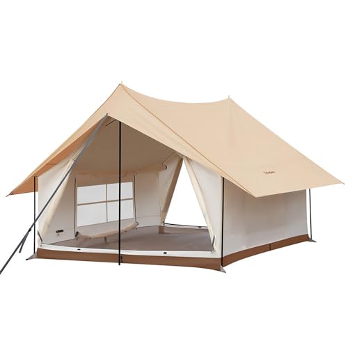 KingCamp Hauszelt Pinehouse II Familien 3-4 Personen Zelt Campingzelt Baumwolle beige