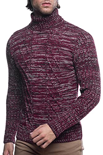 Karl's people Herren Strickpullover in verschieden Farben Rollkragenpullover 7489- Gr. S, Bordeaux