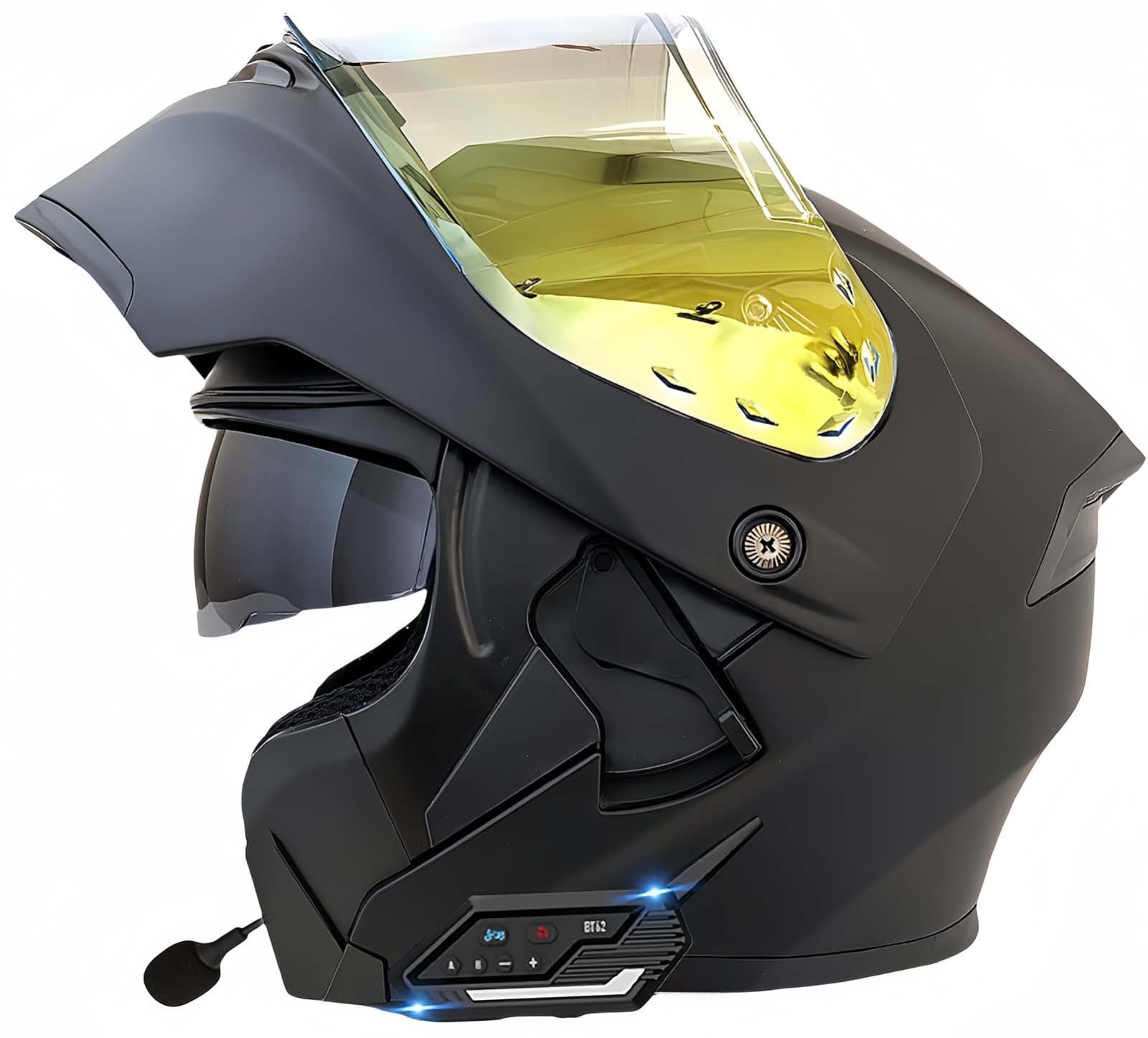 Modularer Bluetooth-Motorradhelm, modulare Integral-Klapphelme für Männer und Frauen mit integriertem Lautsprecher-Doppelvisier, ECE-zugelassener Integral-Klapphelm H,L56-57CM