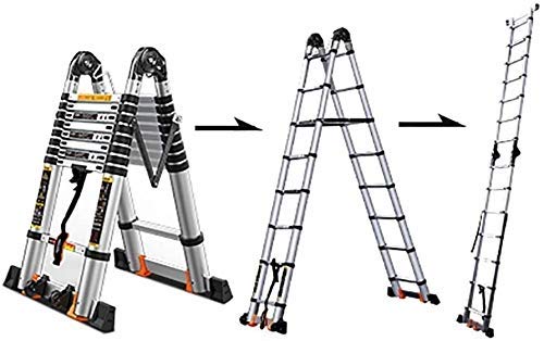 Leitern, Teleskopleiter mit Rädern, Dachbodenverlängerung, tragbare Leiter, Faltbare Leiter, Mehrzweck-Aluminium-Verlängerung, Teleskop (Farbe: 1 m + 2,1 m = 4,2 m) (7 m + 1,7 m = 3,4 m) Ambitious