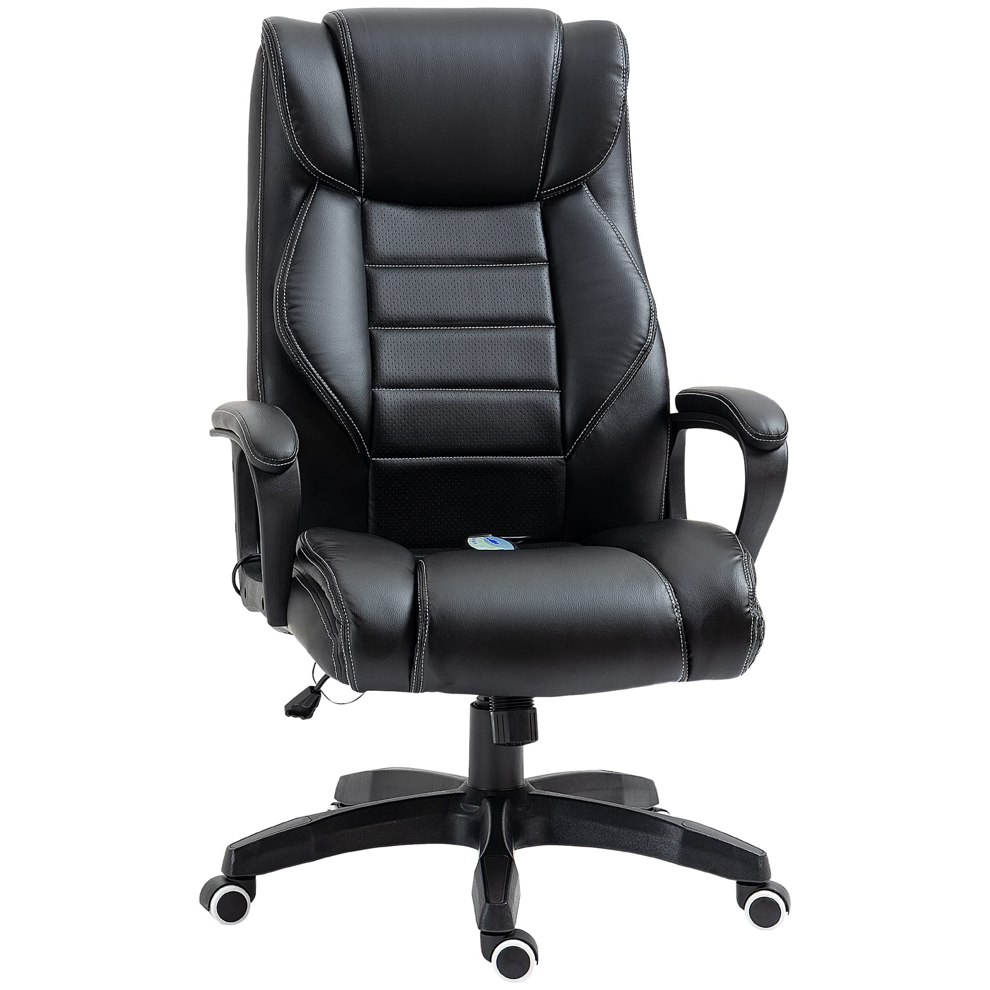 Vinsetto Bürostuhl mit Massage höhenverstellbarer Chefsessel ergonomischer Drehstuhl Gamingstuhl Computerstuhl Massage Sessel 6 Vibrationspunkte Leinen-Gefühl einstellbar Schwarz 66 x 78 x 112-120 cm