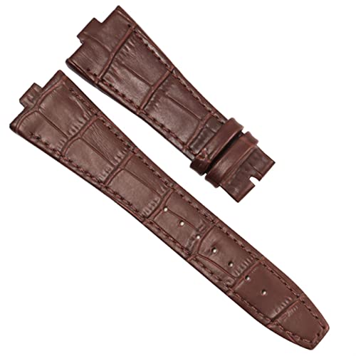 SCRUBY Echtes Leder -Uhrband für Vacheron Konstantin ÜBERSEE Serie 450 0V 5500V P47040 Edelstahlschnalle 25 * 8 mm Männer Uhrengurt(Brown-No buckle)