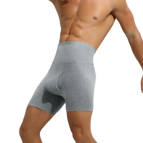 WLLKIY Unterhosen männer 3 Pack Männer Unterwäsche Herren Hohe Taille Bauch Verlängern, Warme Sportarten Mit Langer Großer Boxer Für Männer Verlängert Werden-hellgrau-4xl