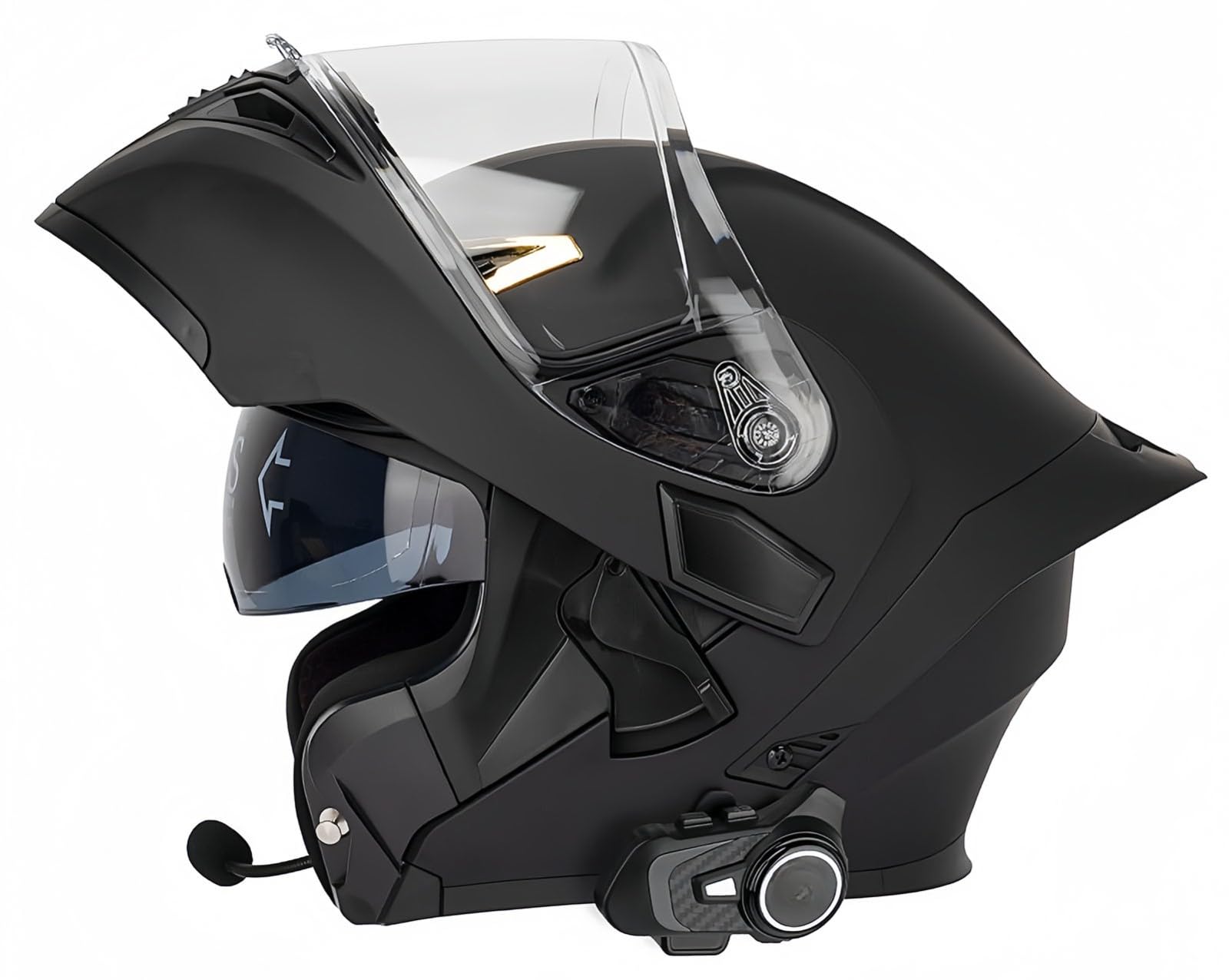 Modulare Bluetooth-Motorradhelme, ECE-zugelassener modularer Motorradhelm für Männer und Frauen, Rollerhelm mit Antibeschlag-Visier, zugelassen für Männer und Frauen I,L59-60CM