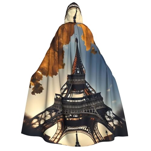 WURTON Wunderschöner Eiffelturm Paris Druck Unisex Kapuzenumhang Halloween Karneval Vampir Cosplay Umhang Kapuzenumhang Kostüm