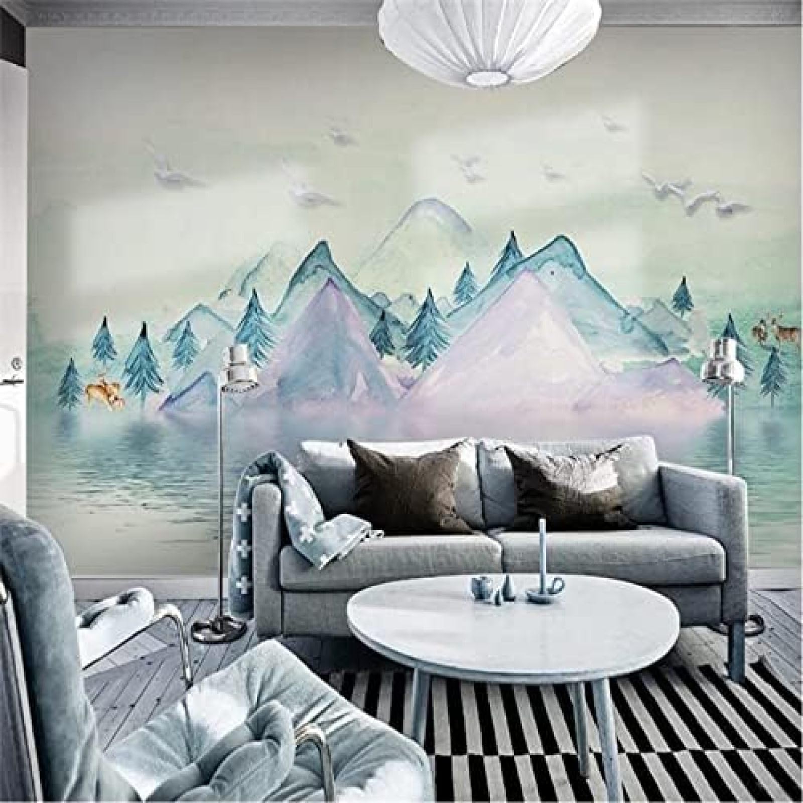 XLMING Einfache Hand Gezeichnete Tinte Landschaft Canyon 3D Tapete Wohnzimmer Sofa Schlafzimmer Esszimmer Home Dekoration Wand-350cm×256cm