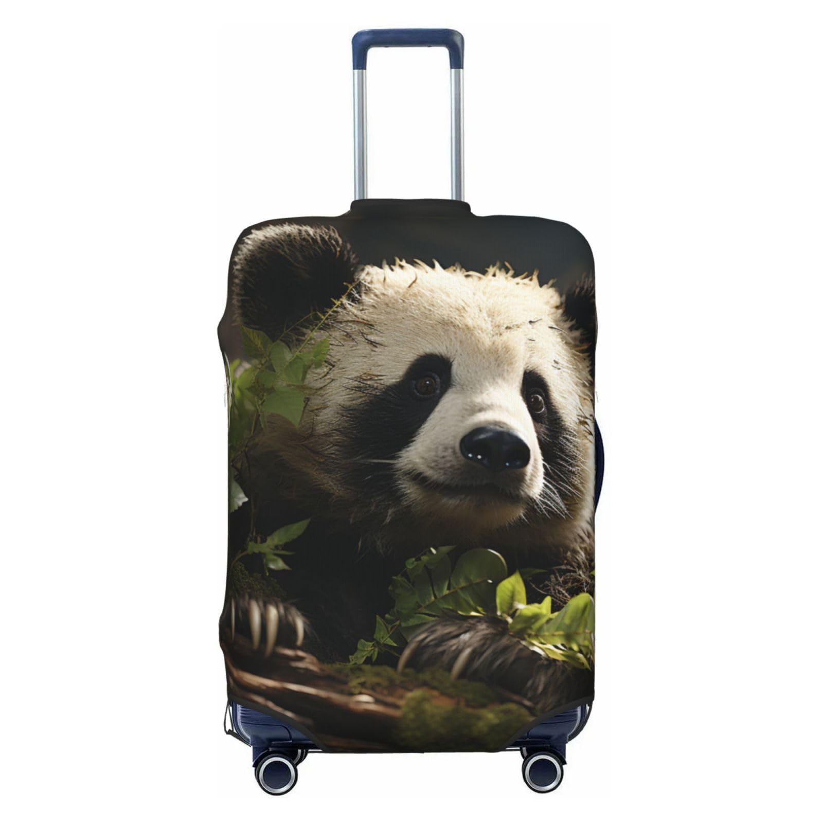 CSGJMYGS Reisegepäckabdeckung, elastisch, waschbar, modisch, kratzfest, Motiv: Panda im Wald, Koffer-Schutz, passend für 45,7 - 81,3 cm Gepäck, Schwarz , XL