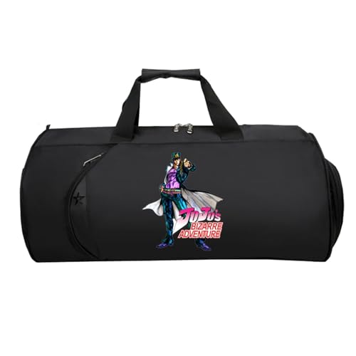 Jo-Jo's Bizar-re Adventu-re Sporttasche Klein, Groß Wasserdicht Sporttasche, HandgepäCk Unisex G.ym Wochenendtasche Flugzeug(Black 9)