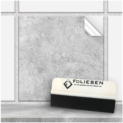 FoLIESEN Fliesenaufkleber 15x15 cm - Fliesen-Folie Bad - Klebefolie Küche - 50 Klebefliesen + Rakel, Gorreto - 15x15 cm