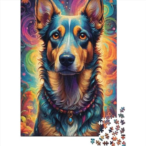 Tier-Fantasie-Hund-Puzzle, 1000 Teile, Puzzle für Erwachsene und Teenager, Holzpuzzle für Erwachsene und Teenager, einzigartiges Herausforderungsspiel, 75 x 50 cm