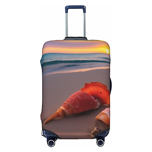 Miniks Shell Beach Sonnenuntergang Reisegepäckabdeckung, robuster Kofferschutz, passend für 45,7 - 81,3 cm Gepäck, XL, Schwarz, XL, Schwarz, X-Large