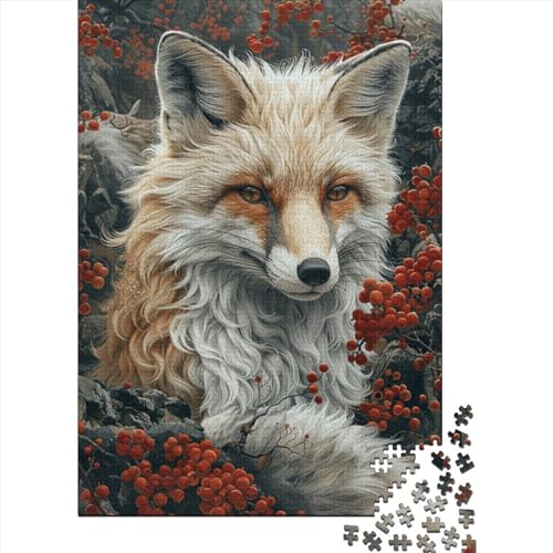 1000 Teile für Erwachsene, schwierige Puzzles, Tierfuchs, Holzpuzzles für Teenager, Geschenke, einzigartige Geburtstags (75x50cm)