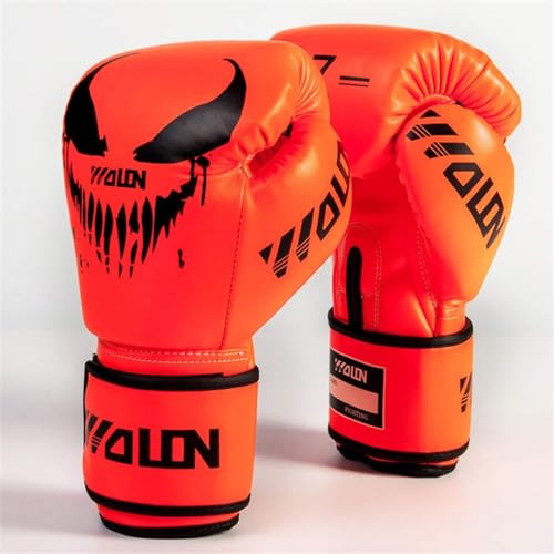 Boxhandschuhe, professionelles 10-Unzen-Leder, Muay-Thai-Training, Sparring, Boxsack-Handschuhe, Kickboxen, Kämpfen, Orange, M