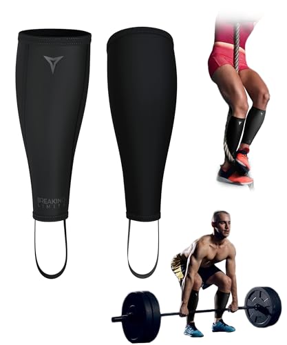 BREAKING LIMITS Deadlift Shin Guards - Neopren Wadenbandage – Deadlift Socken – Schienbeinschoner - Boxspringungen für Damen und Herren - Schienbeinschutz für Deadlifts (L)