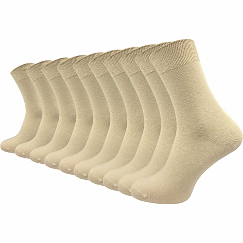 GAWILO Socken aus 100% Baumwolle (10 Paar) | Ohne drückende Naht, mit venenfreundlichem Komfortbund | Baumwollsocken für Damen & Herren (39-42, beige)