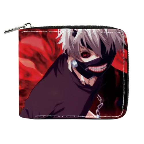 RYNDEX Tok-yo Gho-ul Anime Geldtasche, Leder Geldbörse mit Reißverschluss-Design, Geldbörse Geldbeutel Portemonnaie für Geschenkidee(Color:Multicolor 9)