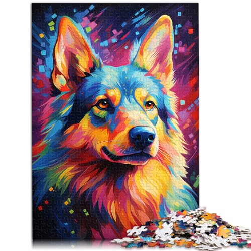 Puzzles zum Ausmalen eines Deutschen Schäferhundes, 1000-teiliges Puzzle für Erwachsene, Holzpuzzle, Denkspiel, 1000 Teile (50 x 75 cm)