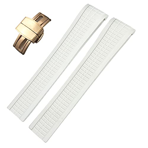 BANDKIT 21 mm buntes fluoröses Gummi-Uhrenarmband für Patek 5164A 5167A Aquanaut Philippe Serie Schmetterlingsschnalle Silikon-Uhrenarmband, NO Buckle, Achat