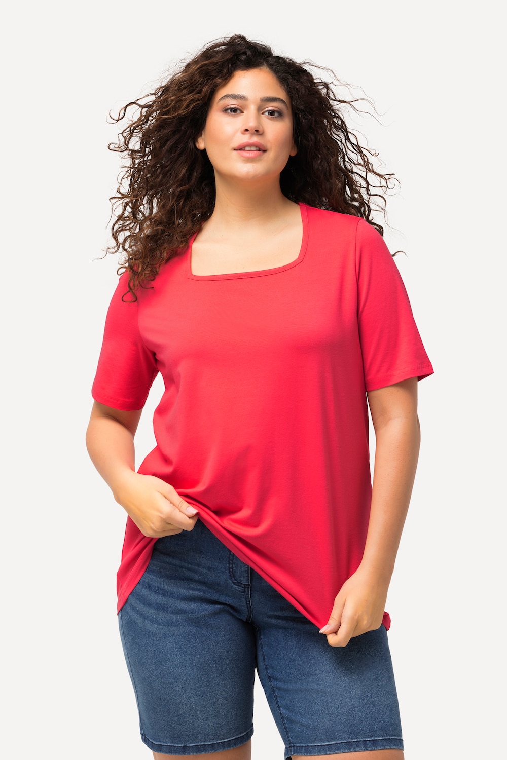 Große Größen T-Shirt, Damen, rot, Größe: 50/52, Baumwolle, Ulla Popken