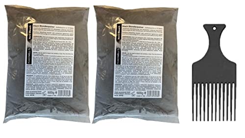 POWERWELL Blondierpulver 'Nero Bleach' 2x 500 g + LUQX Strähnenkamm zum Durchziehen der Strähnen