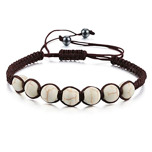 YIHANSS Kristallraue Trendige geflochtene Nylonseilperlenarmbänder Frauen Männer Naturstein Karneol Imitation Bernstein Strang Armband Armreif Geschenk Reiki-Armbänder (Farbe: Beige, Größe: Beige)