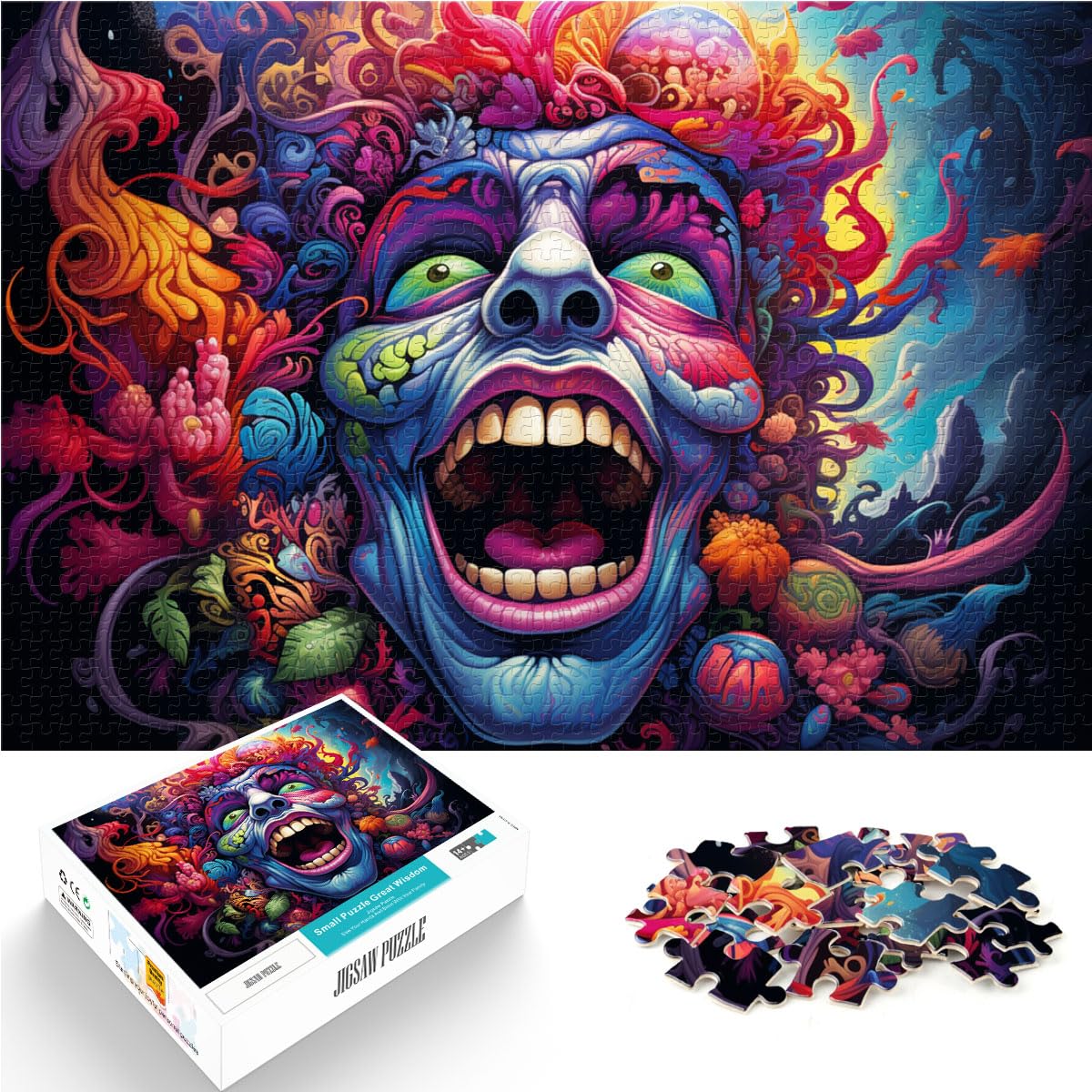 Puzzle für riesigen Monsterkopf, 1000-teiliges Puzzle für Erwachsene, Holzpuzzle, jedes Teil ist einzigartig – anspruchsvolles, unterhaltsames Familienspiel, 1000 Teile (50 x 75 cm)