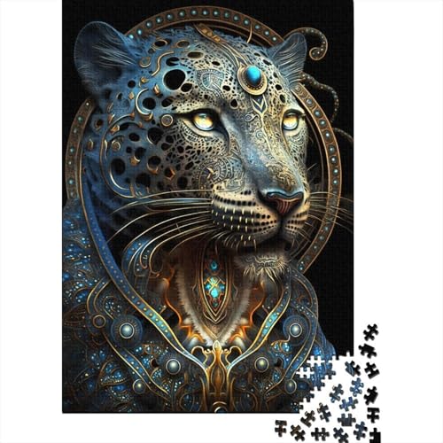 Mystische Astrologie Leopard Holzpuzzle Puzzles für Erwachsene Teenager 1000 Teile Premium Puzzle Lernen Lernspielzeug Familienspiele 75x50cm