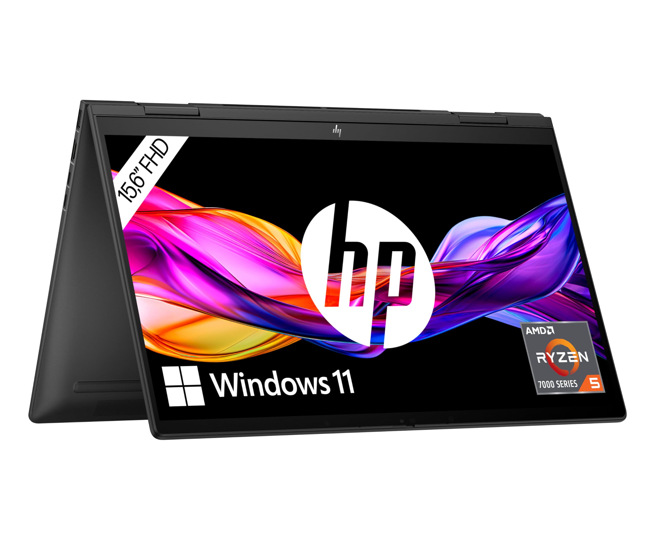 HP Envy x360 2-in-1 Laptop | 15,6" FHD-Touchscreen | AMD Ryzen 5 7530U | 16 GB DDR4 RAM | 512 GB SSD | AMD Radeon Grafik | Windows 11 Home | QWERTZ | Schwarz