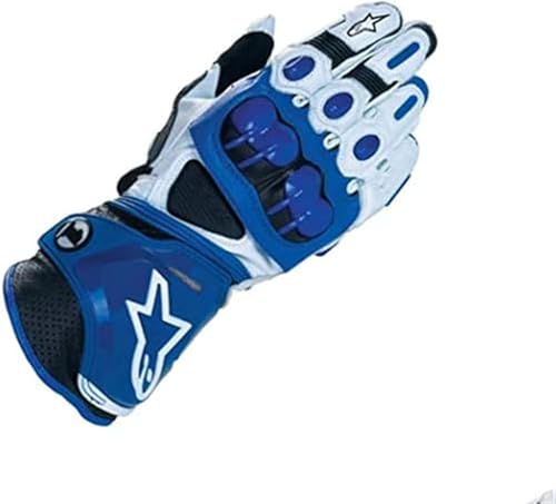 Original Leder-Motorradhandschuhe, schützende Renn-Motorradhandschuhe, Blau, XXL