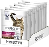 Perfect Fit Active 1+ – Trockenfutter für erwachsene, aktive Katzen ab 1 Jahr – Reich an Rind – Unterstützt die Vitalität – 6 x 750 g